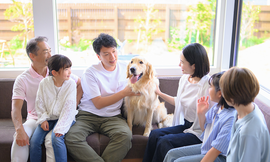 ペットと過ごす家族